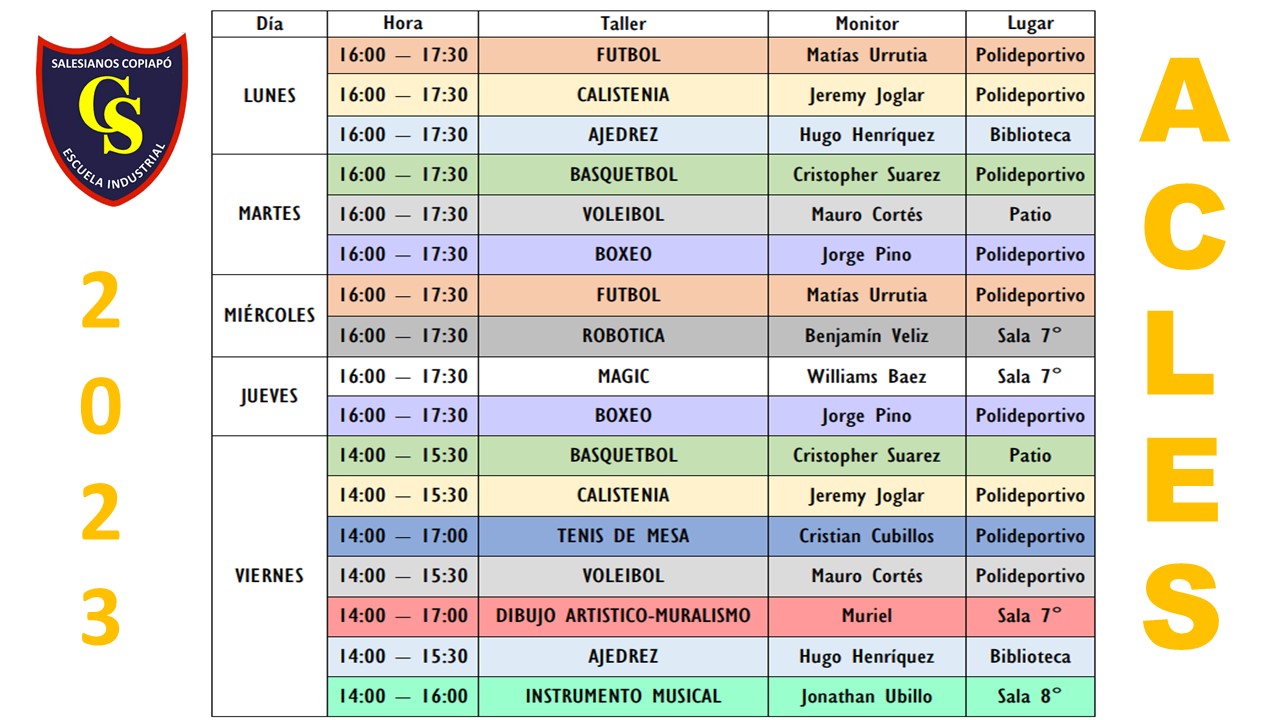 ACLES NUEVOS HORARIOS 